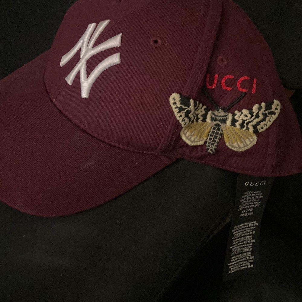 Gucci x New York yankees logo embroidered hat,mens